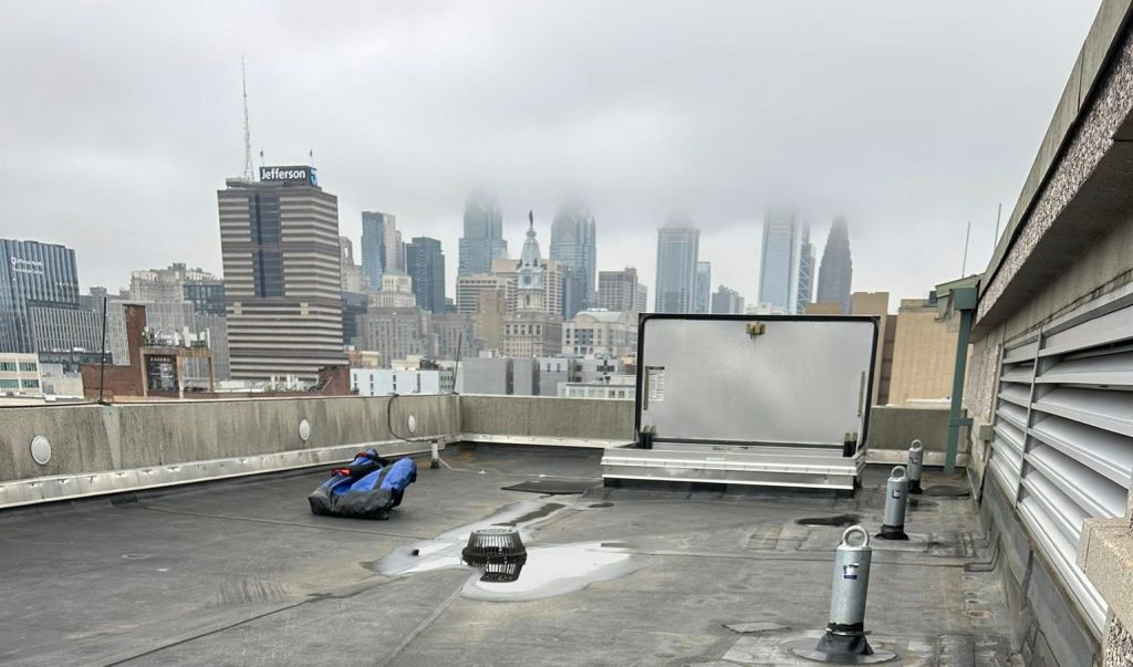 Rooftop worker at the Comcast Technology Center
